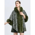 thumbnail image 3 of ZhangBaoLin Women Shawl Wrap Cardigan Faux Fur Collar Poncho Cape Sweater Winter Long Party Coat, 3 of 7