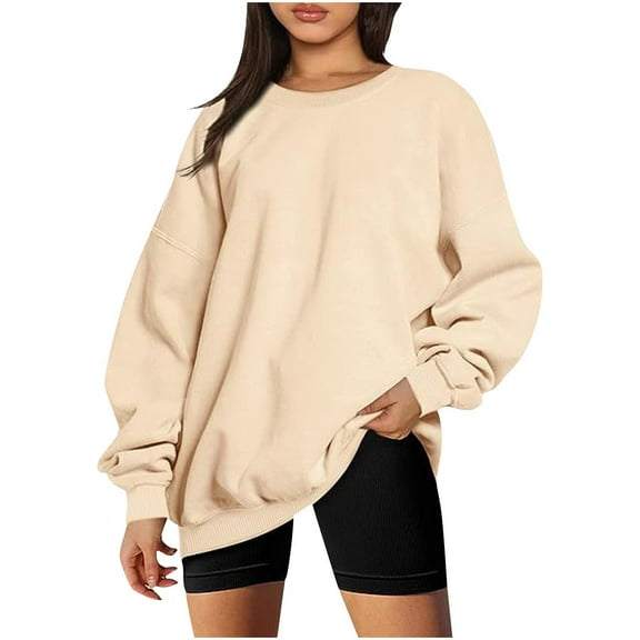 Neewe Womens Oversized Sweatshirts Hoodies Fleece Crewneck Sweaters Casual Tops Comfy Fall Fashion Outfits Winter Clothes 2025
