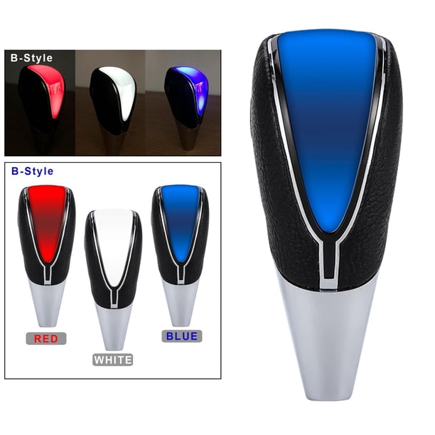 Pomo de cambio de marchas automático para coche de PVC, piezas decorativas de ajuste interior de lámpara LED, reemplazo fácil de utilizar - luz de color azul media Luz azul media DYNWAVEMX Perilla de cambio de marchas