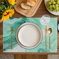 thumbnail image 4 of Green Marble Placemats Set of 6, Summer Ocean Wave Green Ombre Placemats for Dining Table, Place Mats for Kitchen Tabletop, Waterproof Wipeable Dining Table Mats Set, 4 of 9