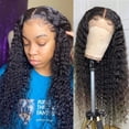 thumbnail image 5 of Peluca Frontal Rizada Peluca Sintética Ajustable Peluca De Cabello Humano Rizado De Onda Negra Larga Con Papel De Respaldo De Red Para El Cabello Para Mujeres Regalo De Uso Diario, 5 of 5