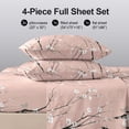 thumbnail image 6 of Flymme Full Sheet Set Pink, 4 Piece Cherry Blossom Print Bed Sheets for Women,Elegant Spring Flower Bedding Set for Bedroom Decor, 6 of 8