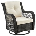 thumbnail image 3 of Fruttuo Swivel Steel Rattan 3-Piece Patio Conversation Set with Cushions, 3 of 5