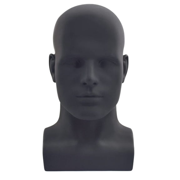 Male Mannequin Head Professional Manikin for Display Wigs Hats Headphone Stand (Matte Black)