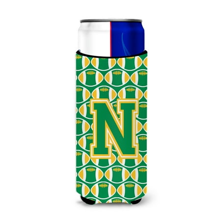 

Carolines Treasures CJ1069-NMUK Letter N Football Green and Gold Ultra Beverage Insulators for slim cans Slim Can