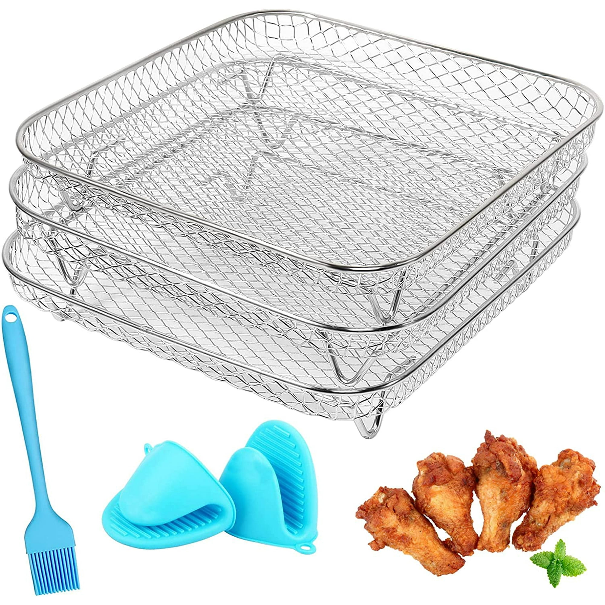 Shenzhenmingdingfengkejiyouxiangongsi 8 Inch Air Fryer Rack For Instant Vortex Air Fryer Philips air Fryer Stackable Square Rack stainless Steel Mul