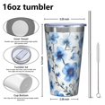 thumbnail image 4 of 16oz Tumblers Pioneer Flower Stainless Steel Vacuum Insulated Double Wall Travel Tumbler Cups Mug with Lid and Straw,Cleaning Brush for Coffee,Tea, 4 of 4