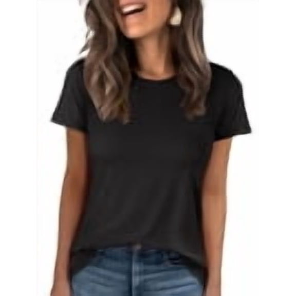 ANRABESS Women Short Sleeve Tops Summer Basic Tee Wrinkle-Free Trendy Cute T Shirts 2026 Spring Business Casual Outfits Black X-Large