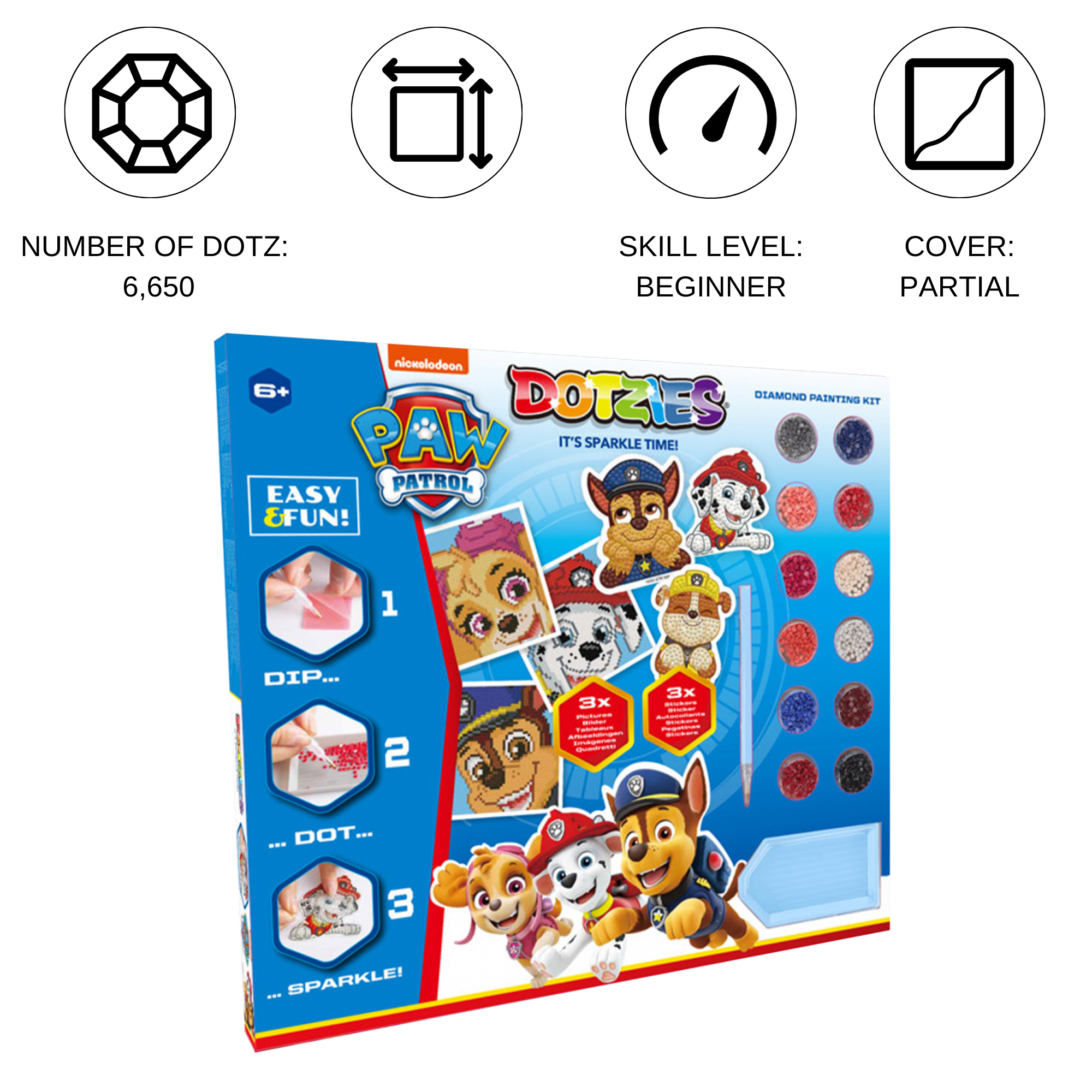 Diamond Dotz Paw Patrol Let's Play Activity Set Diamond Painting Kits for Adults - Diamond Art Kits a Relaxing Creative Craft Kit with Dotz Gems