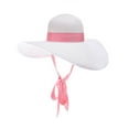 thumbnail image 3 of WITHMOONS Women Floppy Straw Sun Hat Chin Strap Scarf Beach Cap NC9717 (White), 3 of 4