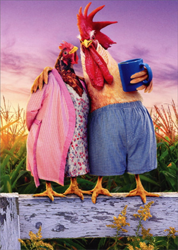 Humorous Valentine's Day Card Avanti Chicken Couple On Farm Funny 