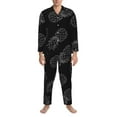 thumbnail image 3 of Naloa White Pineapples Men’s Pajamas Set - Long Sleeve Button Down Sleep Shirt and Pajama Bottoms Sleepwear Set-Medium, 3 of 7