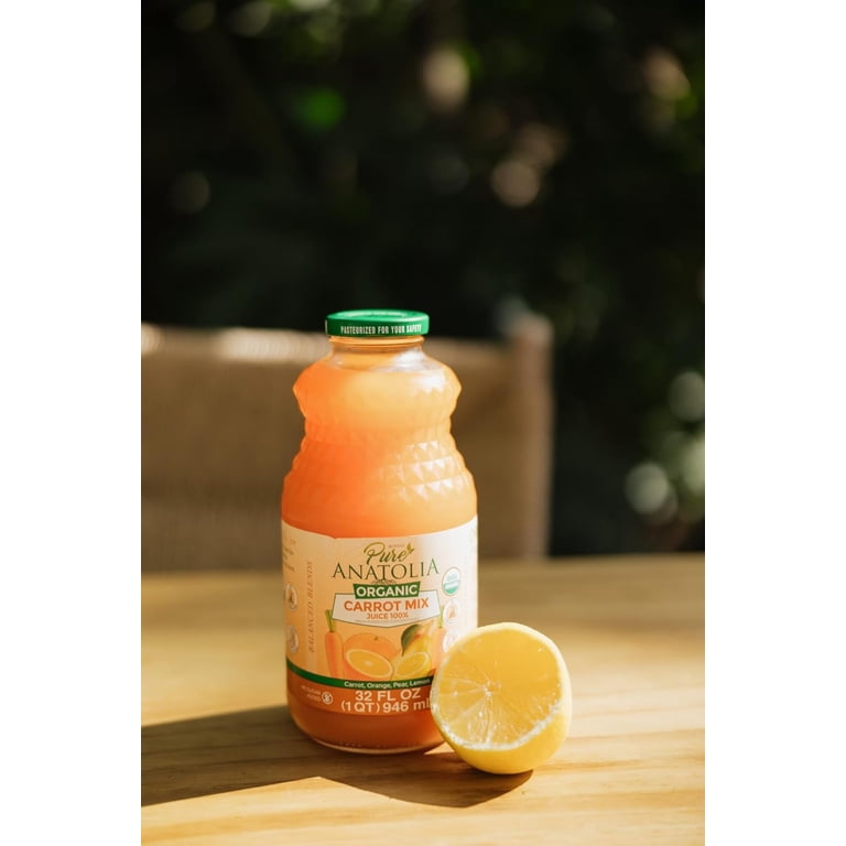 Pure Anatolia Organic Carrot Mix Juice, 32 Fl Oz Glass Bottle