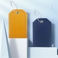 thumbnail image 3 of Large Luggage Tags, Wire Lanyard Boarding Pass, Leather Luggage Tags with Privacy Cover and Steel Loops (Yellow Plain) 4.53" x 2.52" x 0.16", 3 of 3