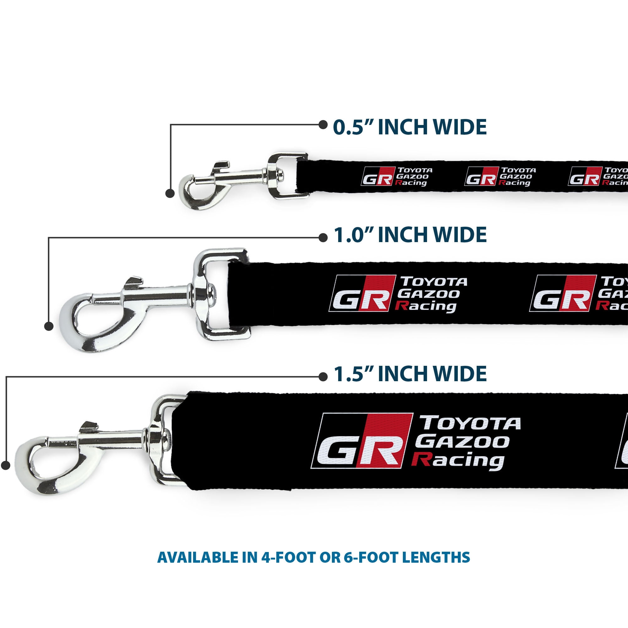 Toyota Pet Leash, Dog Leash, Toyota Gazoo Racing GR North America Logo Black White Red, 6 Feet Long 1.0 Inch Wide