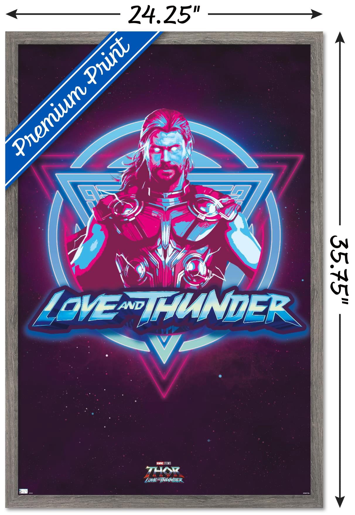 Marvel Thor: Love and Thunder - Vaporwave Wall Poster, 22.375" x 34" Framed