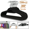 thumbnail image 4 of 100 Pack, Non-Slip Velvet Hangers Clothes Flocked Suit Hangers, Black, 4 of 5