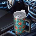 thumbnail image 6 of 40oz Pioneer Flower Floral Print Pattern Insulated Tumbler with Handle, BPA-Free Leak Proof Lid and Straws, Double Wall Vacuum, Hot 12h/Cold 34h, 6 of 6