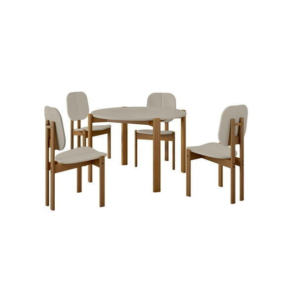 Gales Round 46.54 Dining Table from Engineered Wood in Beige - Set of 5
