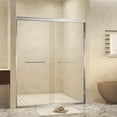 thumbnail image 2 of 56-60" W x 72" H Aluminum Frame Double Sliding Shower Door, 1/4" Tempered Glass, Brushed Nickel, 2 of 12