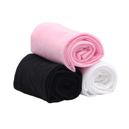 

3-Pack Girls Microfiber Tights Multiple Colors (White/Black/Pink 6-8)