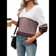 thumbnail image 1 of Suéter Informal de Larga con Cuello en V, Tejido Acanalado y Crochet Ligero para Mujer (Otoño 2025) Marrón Gris XL, 1 of 7