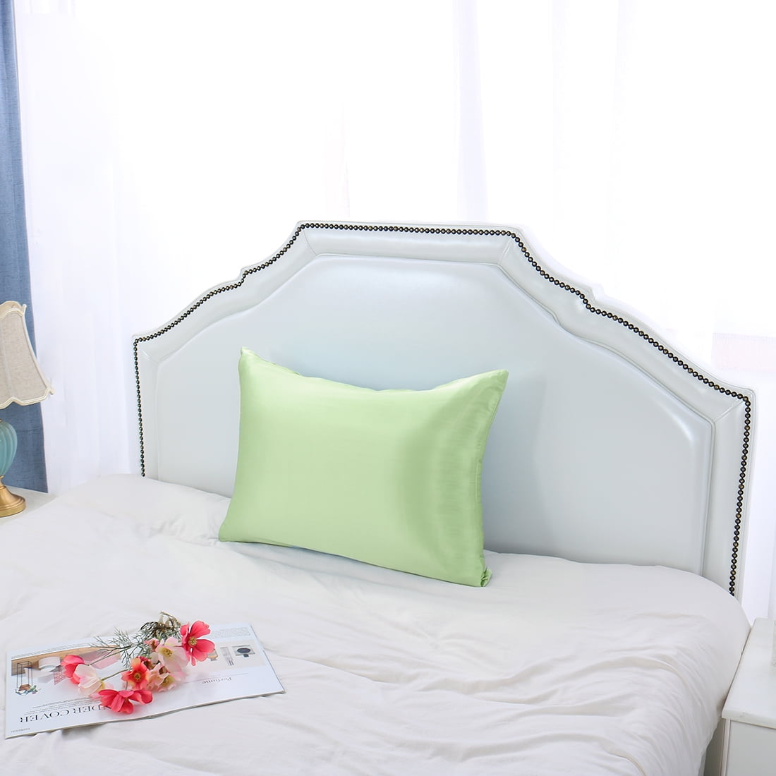 Unique Bargains 1 Piece 100% Silk Pillowcase, King, Green