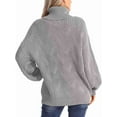 thumbnail image 4 of Female Winter Fall Solid Turtle-Neck High Neck Balloon Long Sleeve Sweaters Pullover Outerwear Grey M, 4 of 7