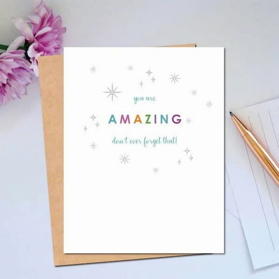 You Are Amazing Greeting Card – Inspirational Message with Stars Design – Blank Inside for Personal Touch – Perfect for Friends, Family, or Any Special Occasion