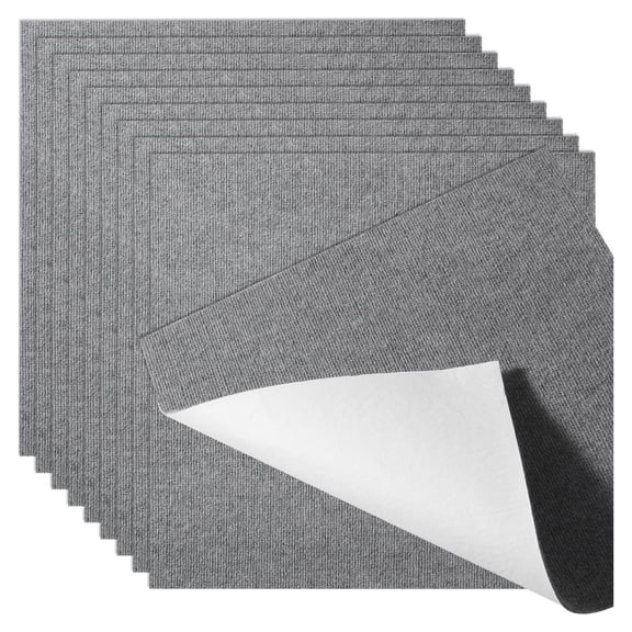 Carpet Tiles Peel and Stick, 24x24 Self Adhesive Carpet Squares, Soft Padded Floor Tiles for Bedroom Living Room, DIY Easy Install Indoor (9 Tiles, Light Gray)