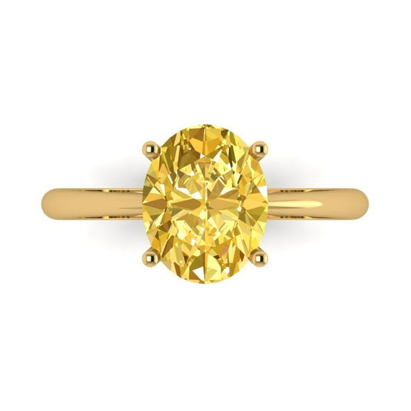 Clara Pucci 14K Yellow Gold 2.5ct Citrine Solitaire Ring for Women