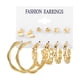 thumbnail image 3 of HomeKingdee 6-Piece Metal Earring Set - Creative Retro Geometric Round Earrings for Women for Various Occasions and Gifts, 3 of 6