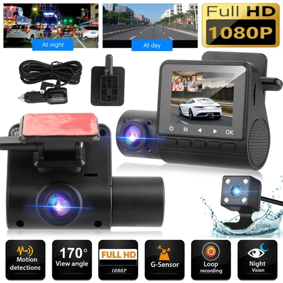 HD 1080P Dual Lens Car DVR Video Recorder Dash Cam Front/Inside Camera G-Sensor