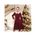 thumbnail image 2 of Sunny Fashion Girls Dress Crimson Red Velvet Sparkle Star Festive Special Occasion Warm Holiday 7 Years, 2 of 6