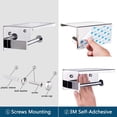 thumbnail image 3 of Toilet Roll Holder with Phone Shelf, Toilet Paper Holder for Bathroom Washroom, SUS 304 Stainless Steel Toilet Tissue Holder,Two Installation of 3M Self-Adhesive and Wall Mounted - Chrome, 3 of 7