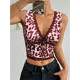 thumbnail image 5 of ZXSXSY Women's Leopard Print Sleeveless Lace Trim V Neck Streetwear Y2K Crop Top, 5 of 8