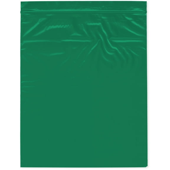 Plymor 10" x 12" (Pack of 100), Green 2 Mil Zipper Reclosable Plastic Bags