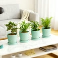 thumbnail image 5 of BUYMAX 5" Mint Green Ceramic Plant Pots with Saucers, Set of 4 - Glazed Succulent Planters for Mother's Day Gift, Spring Windowsill Herb Garden, Indoor Outdoor Decorative Flower Pots, 5 of 7