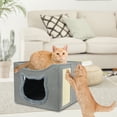 thumbnail image 2 of PHANCIR Camas para Gatos de Interior, Cómoda Cama y Muebles Cuadrados Plegables para Cuevas para Mascotas, con Almohadilla para Rascar y 2 Cojines, Gris, 2 of 7