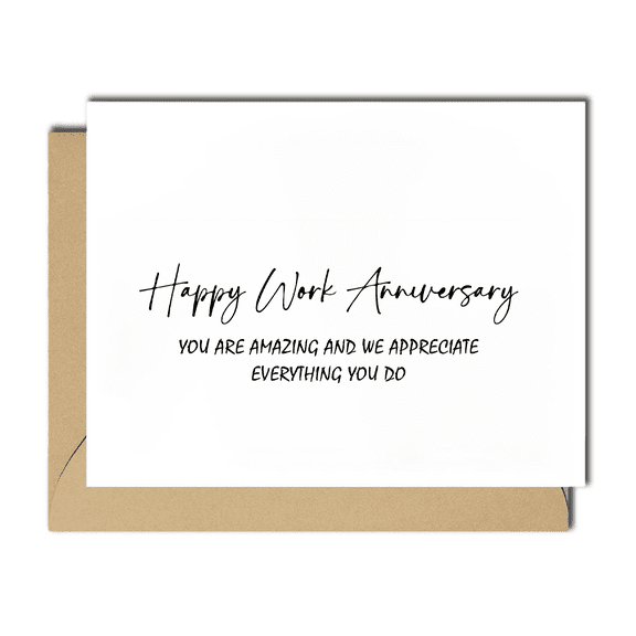 Happy Work Anniversary Card – Elegant Design with Heartfelt Message – Perfect for Appreciation and Recognition – Includes Envelope