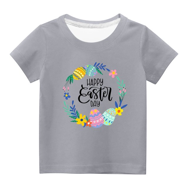 SDNall Cadeaux de Pâques pour Enfants Tout-Petits Garçons Filles Pâques Mignon Fleur Oeufs de Pâques Imprimé Col Rond Imprimé Manche Courte Haut Cadeaux pour Fillette,Cadeaux de Pâques pour Garçons,