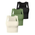 thumbnail image 4 of WBQ Womens Square Neck Tank Top Sleeveless Strappy Double Lined Basic Crop Tops Shirts, 4 of 5