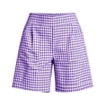 thumbnail image 6 of Hurxie Womens Gingham Lounge Shorts High Waisted Summer Pajama Beach Casual Loose Fit Summer Shorts with Pockets Purple,M, 6 of 6