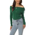 thumbnail image 4 of Unique Bargains Pull-Over Décontracté à Manches Longues Côtelé pour Femmes Vert S, 4 of 5