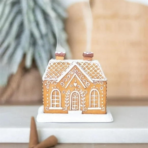 Log Cabin Snowy Winter Incense Burner Incense Burner Christmas Cabin Incense Burner Home Chimney Decorations Christmas Ornament Decorations
