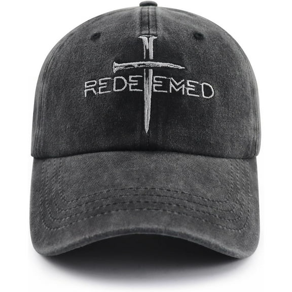 Christian Redeemed Cross Nails Hats For Men Women, Funny Adjustable Cotton Embroidered Jesus Christ Baseball Cap Unisex