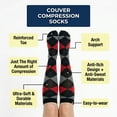 thumbnail image 5 of COUVER Women's Argyle Knee High Socks 2 Pairs Pack Black Charcoal Red Size 9-11 (4 Count), 5 of 7