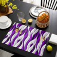 thumbnail image 3 of Purple White Moire Placemats Set of 4, Modern Abstract Art Placemats for Dining Table, Place Mats for Kitchen Tabletop, Waterproof Wipeable Dining Table Mats Set, 3 of 9