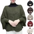 thumbnail image 4 of Duoif Scarf Shawl Wraps for Women Winter Knitwear Oversize Sweater Women's Fashion Hollow Out Thick Line Turtleneck Sweater Bat Sleeve Pullover Sweater Irregular Womens Solid Color Shawl A, 4 of 4