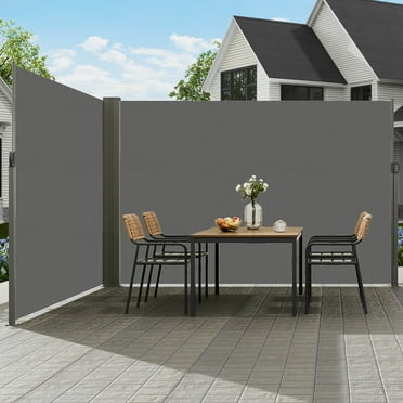 KFFKFF Retractable Side Awning 79''x 236'' Patio Screen Fence Divider Fencing